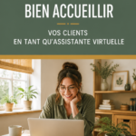Un assistant virtuel en train d'accueillir un nouveau client avec un ordinateur portable.