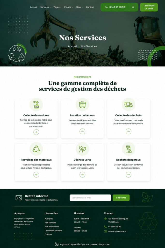 Image illustrant des services de gestion des déchets en milieu urbain.