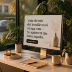 Visuel d'une femme entrepreneur analysant les performances de son site web sur un ordinateur.