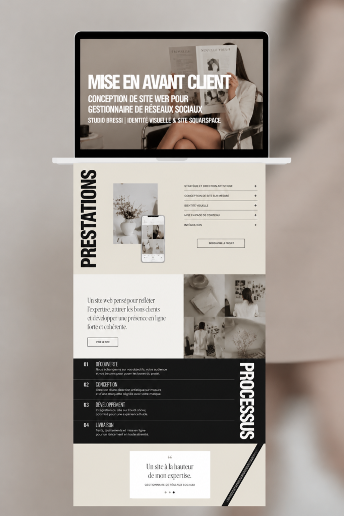 Un exemple de site web moderne pour un gestionnaire de réseaux sociaux, avec un design captivant.