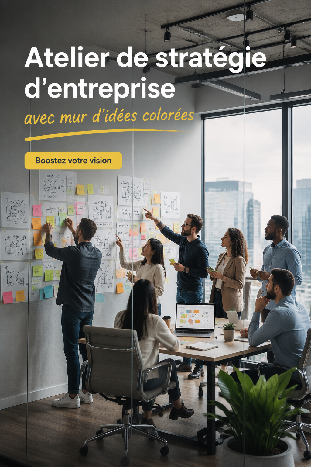 Atelier créatif avec des idées colorées pour la stratégie d'entreprise