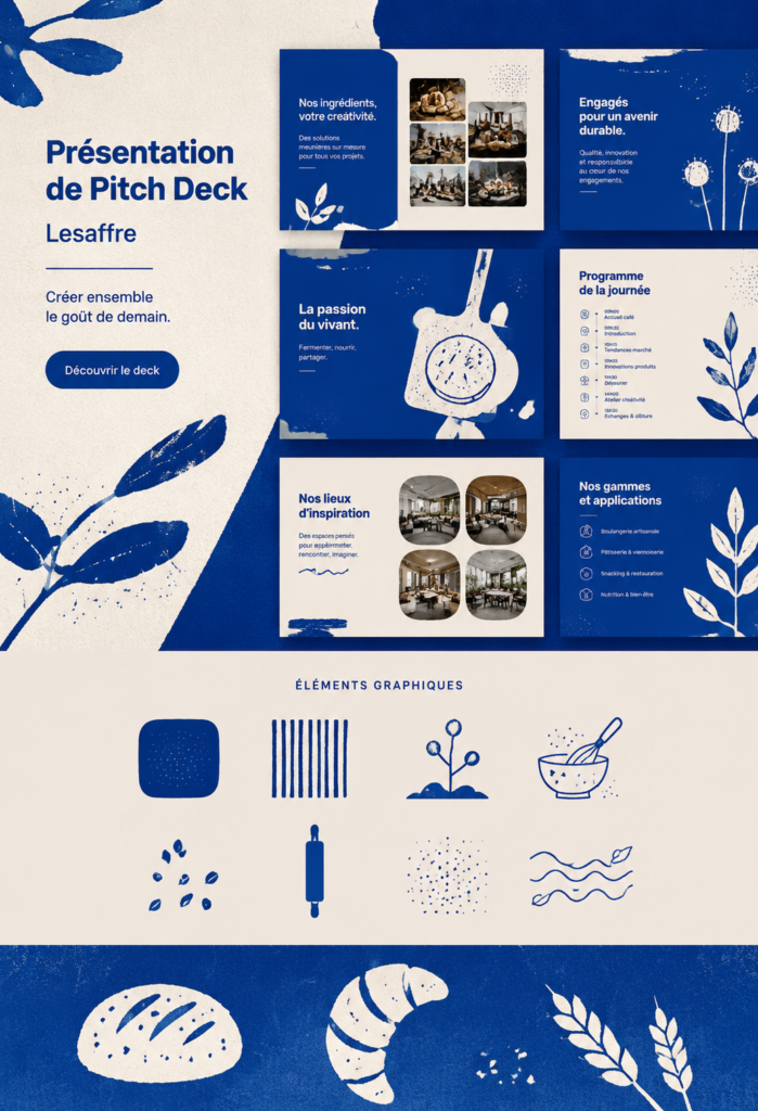 Une femme souriante présentant un pitch deck devant un public attentif.