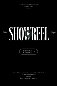 Montage d'un showreel avec divers projets de vidéo créative.