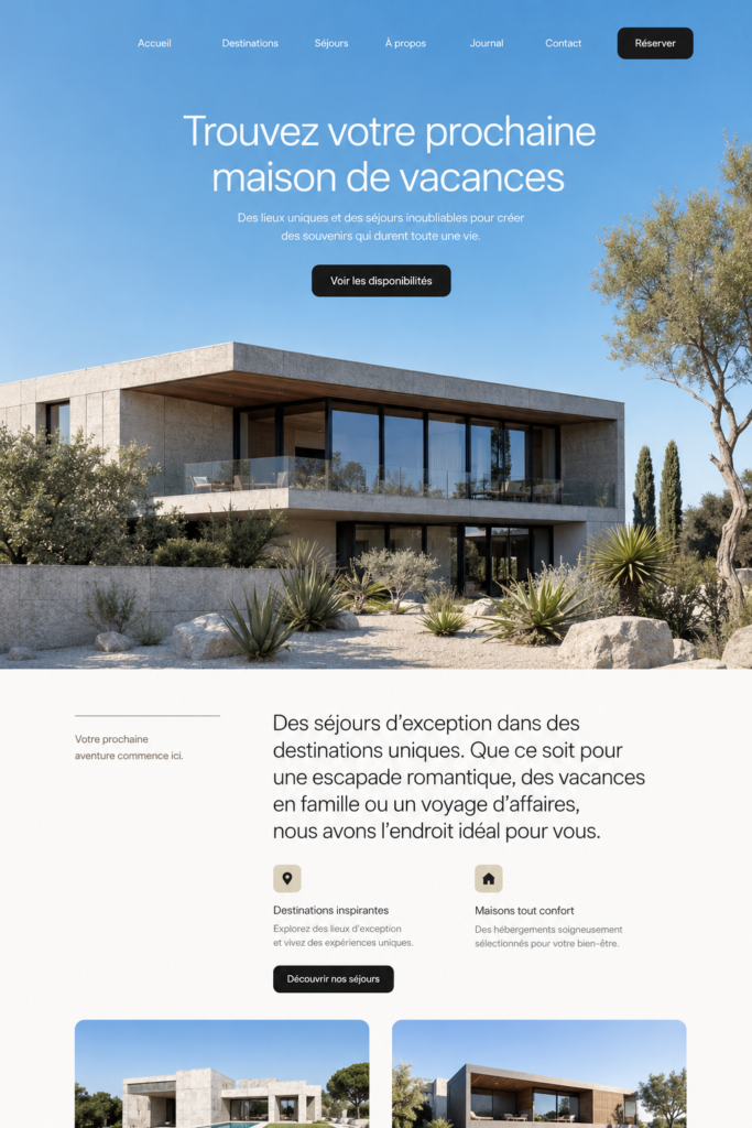 Exemple d'une page d'accueil inspirante pour un site web d'entrepreneur