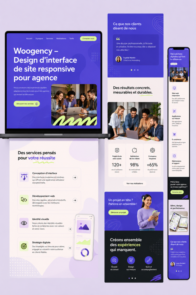 Capture d'écran d'un design de site web responsive pour une agence
