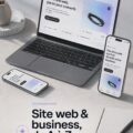 Illustration d'une femme travaillant sur son site web grâce à l'intelligence artificielle.