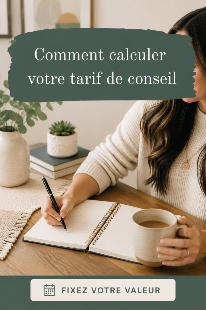 Femme consultant fixant son tarif de services avec une calculatrice et un ordinateur