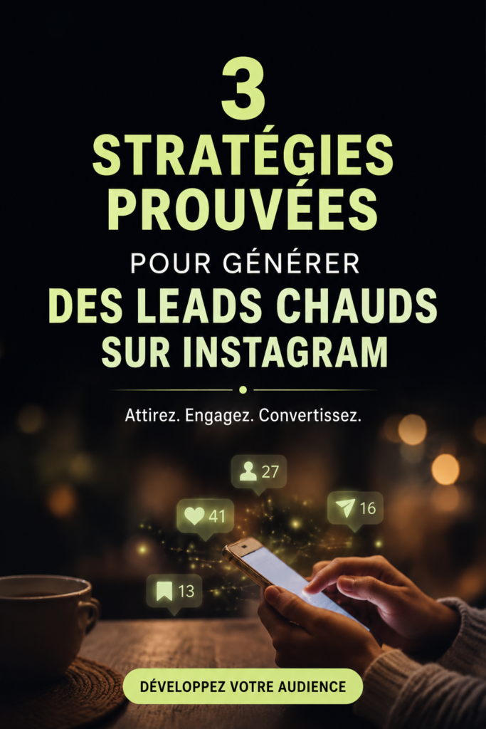 Une femme entrepreneur utilisant son smartphone pour gérer son compte Instagram et générer des leads.