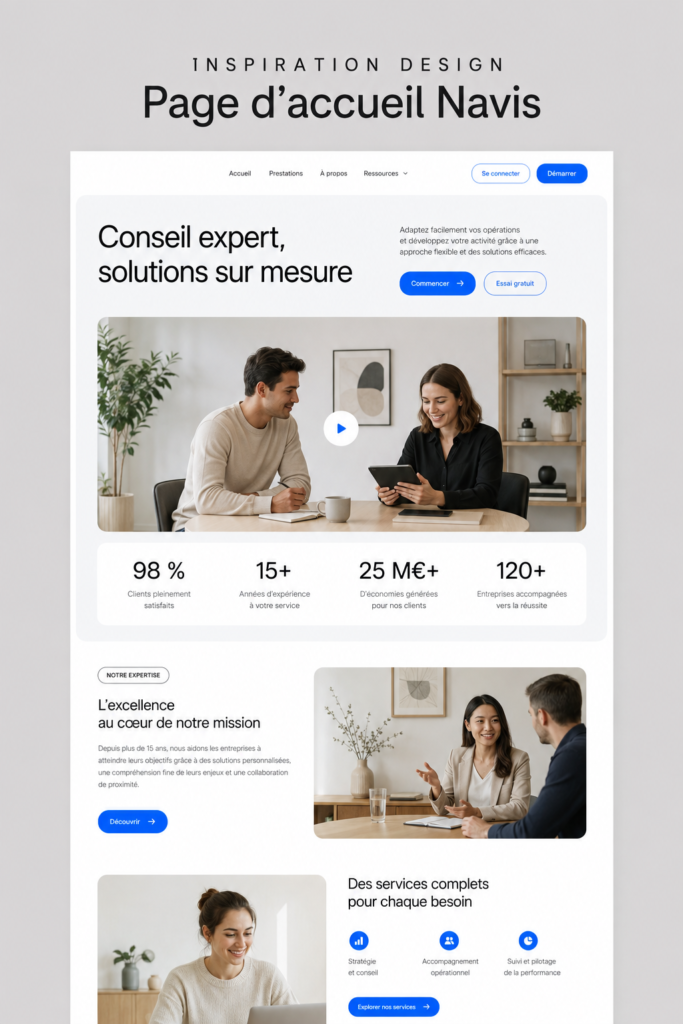 Inspiration pour le design d'un site de consultant professionnel.