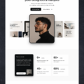 Modèle de portfolio épuré affichant des designs modernes et créatifs pour les designers.