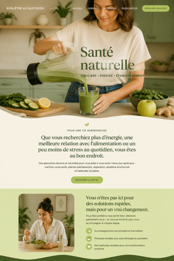 Modèle de site web inspirant pour professionnels du bien-être.