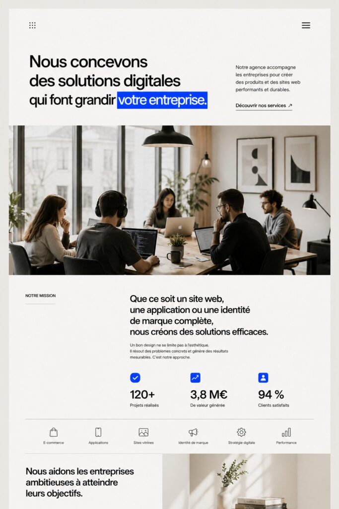 Modèle de site web Opus affichant une interface moderne et conviviale