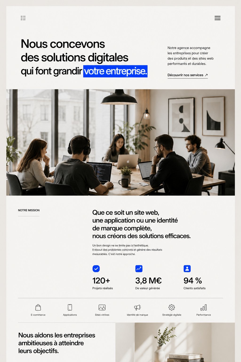 Modèle de site web Opus affichant une interface moderne et conviviale