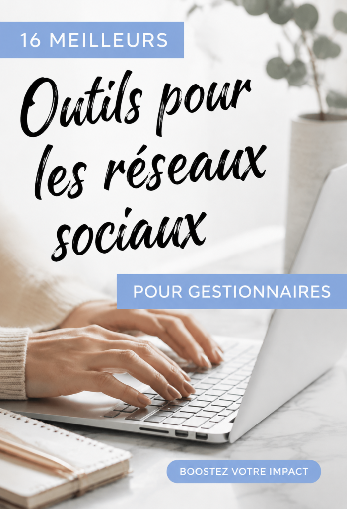 Femme utilisant des outils de gestion des réseaux sociaux sur son ordinateur portable.