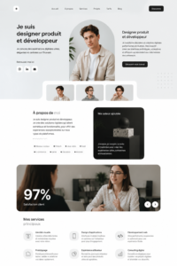 Femme utilisant un ordinateur pour créer un site web pour son activité freelance.