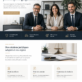 Femme avocate consultant un site web sur un ordinateur portable