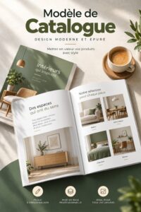 Un catalogue produit bien conçu, affichant des produits essayés par des femmes entrepreneures.