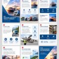 Une brochure logistique professionnelle ouverte sur un bureau.