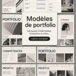 Femme professionnel créant un portfolio en ligne avec un ordinateur