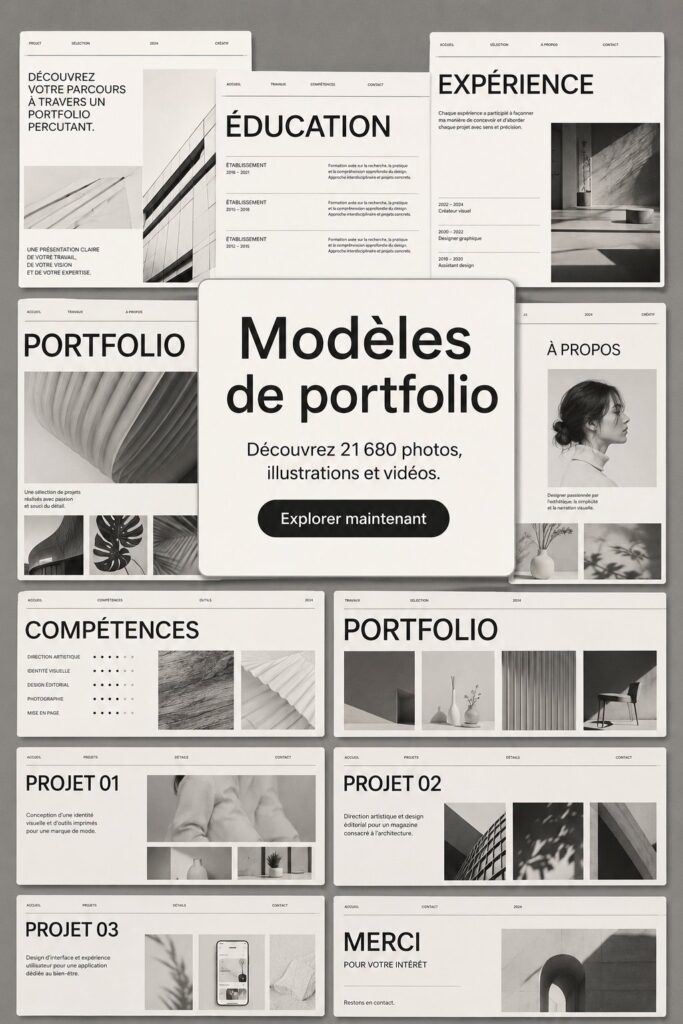 Femme professionnel créant un portfolio en ligne avec un ordinateur