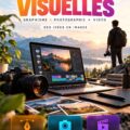 Exemple de portfolio visuel avec créations graphiques et photographies