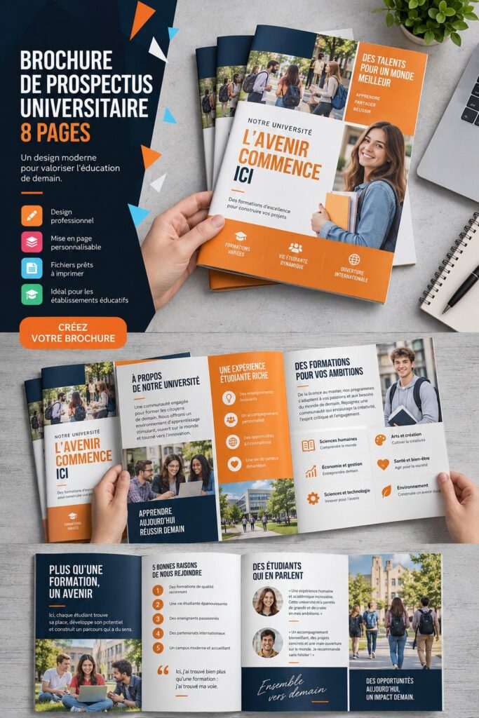 Une brochure éducative colorée présentant des informations claires et attrayantes pour les étudiants.