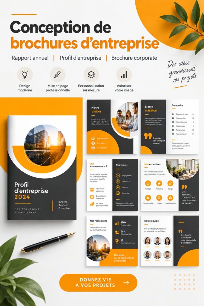 Un exemple de brochure d'entreprise élégamment conçue, reflétant une branding professionnelle.