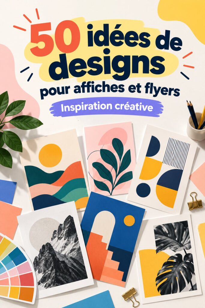 Un collage d'affiches et flyers créatifs pour des entrepreneurs et coaches.