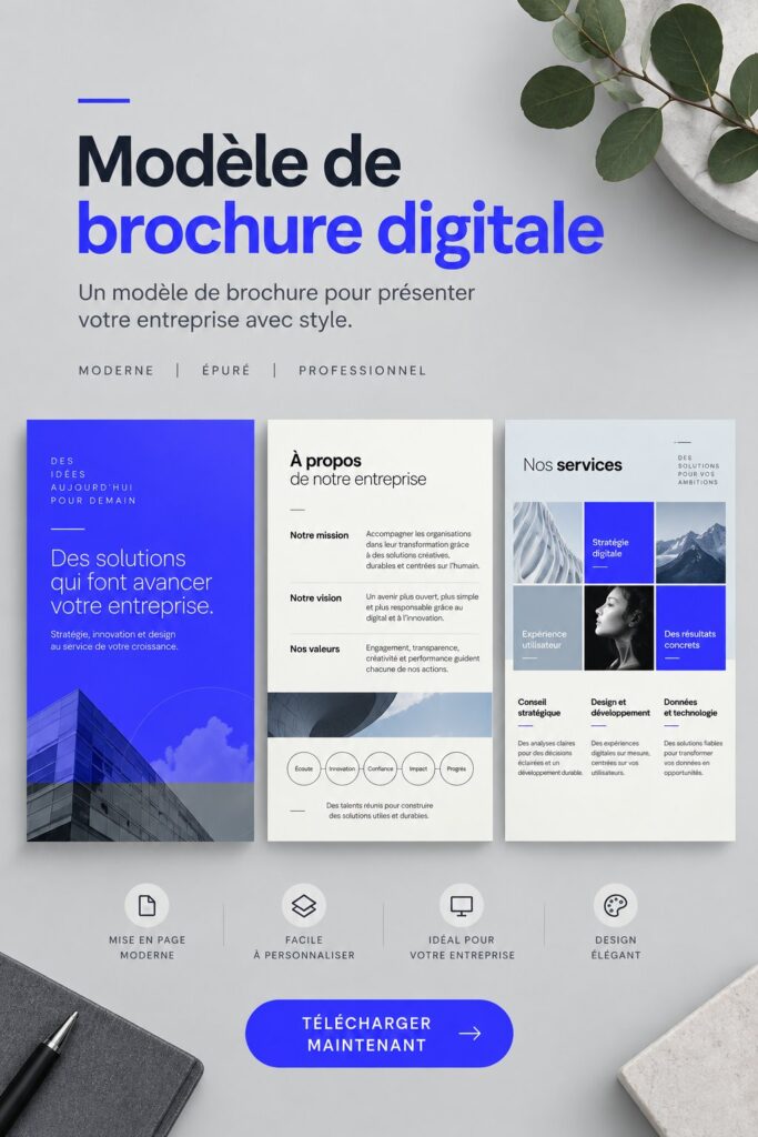 Image d'une brochure digitale captivante pour les entrepreneurs.