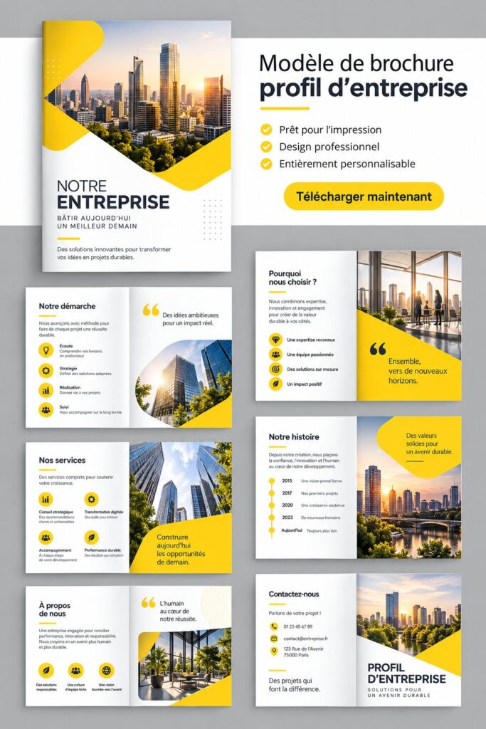Modèle de brochure professionnelle mettant en valeur des services