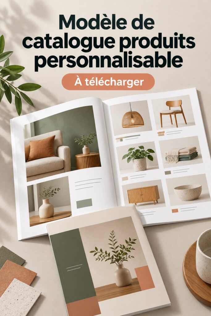 Modèle de catalogue produit élégant pour entrepreneurs et coachs.