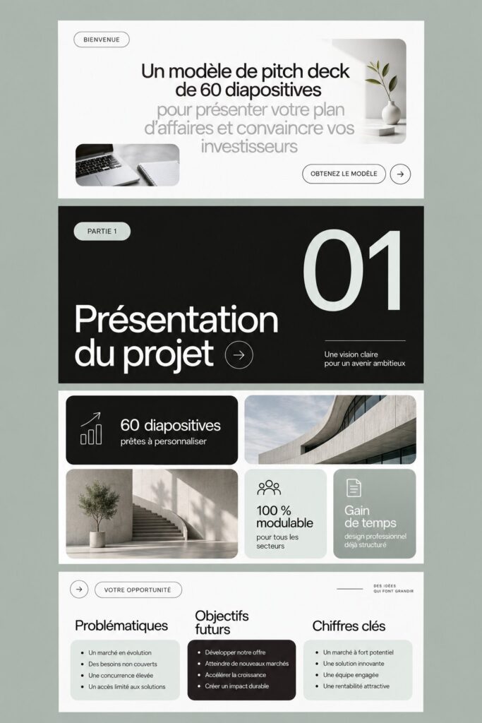 Modèle de pitch séduisant sur Canva adapté pour les femmes entrepreneures.