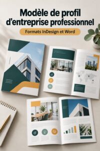 Modèle de profil d'entreprise sur un bureau avec des outils de design