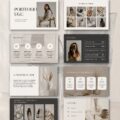 Un aperçu d'un modèle UGC pour portfolio, avec des sections bien définies et un design élégant.