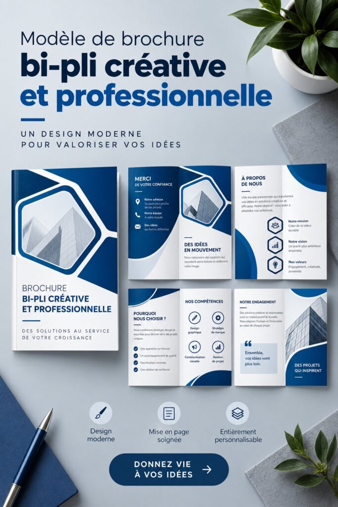 Modèles de brochures bi-fold créatifs pour les entreprises.