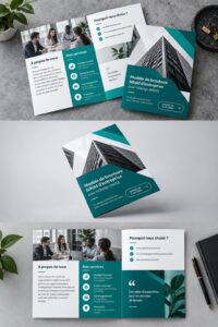 Exemple de brochure bifold élégante pour les entrepreneurs.