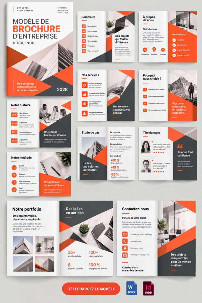 Modèle de brochure professionnelle conçu pour les services d'entreprises.