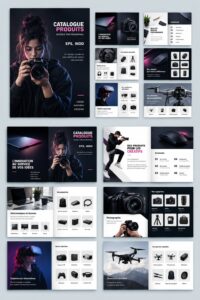 Un modèle de catalogue produit élégant mettant en avant des articles divers.