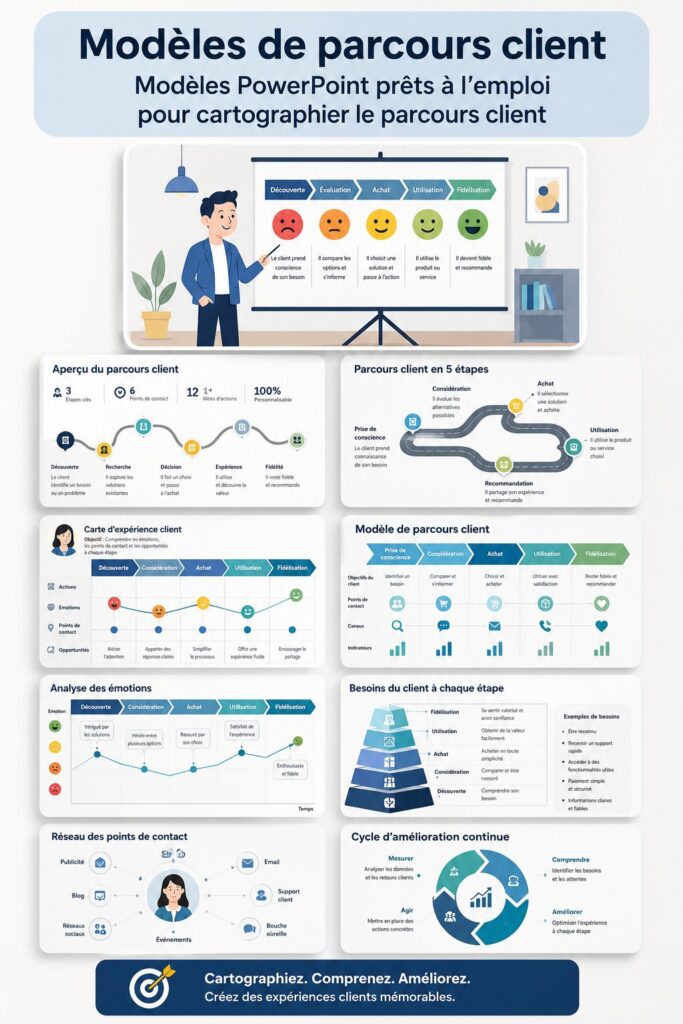 Modèle de parcours client illustré pour les coachs.