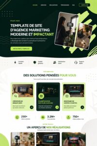 Un aperçu d'un modèle de site web professionnel pour agences de marketing.