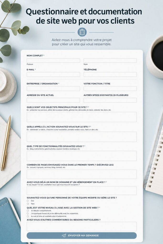 Femme entrepreneur créant un questionnaire pour ses clients sur un ordinateur.