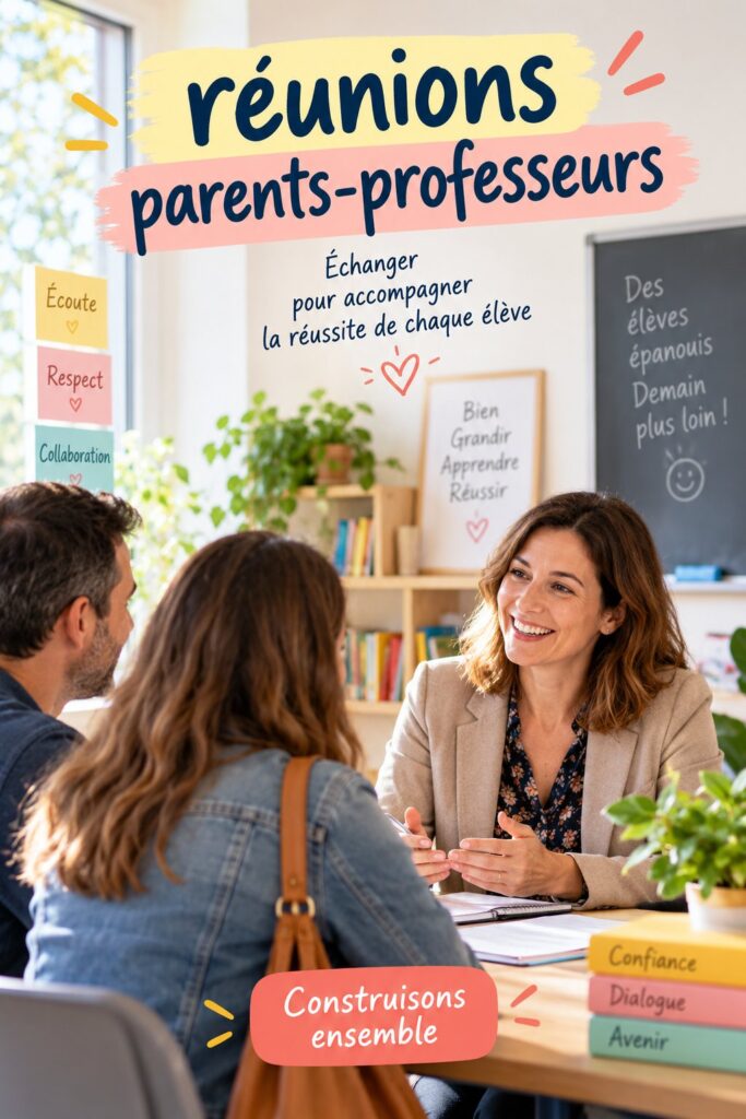 Une réunion parents-professeurs chaleureuse et constructive avec des échanges fructueux.