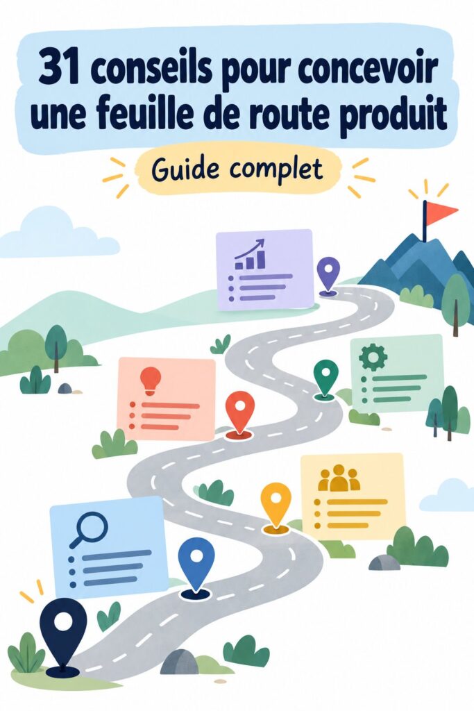 Infographie illustrant des conseils sur la roadmap produit adaptés aux entrepreneuses