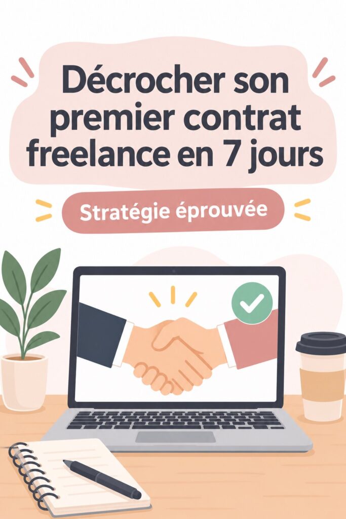 Une femme déterminée assise à son bureau, travaillant sur son ordinateur portable pour décrocher un contrat freelance.
