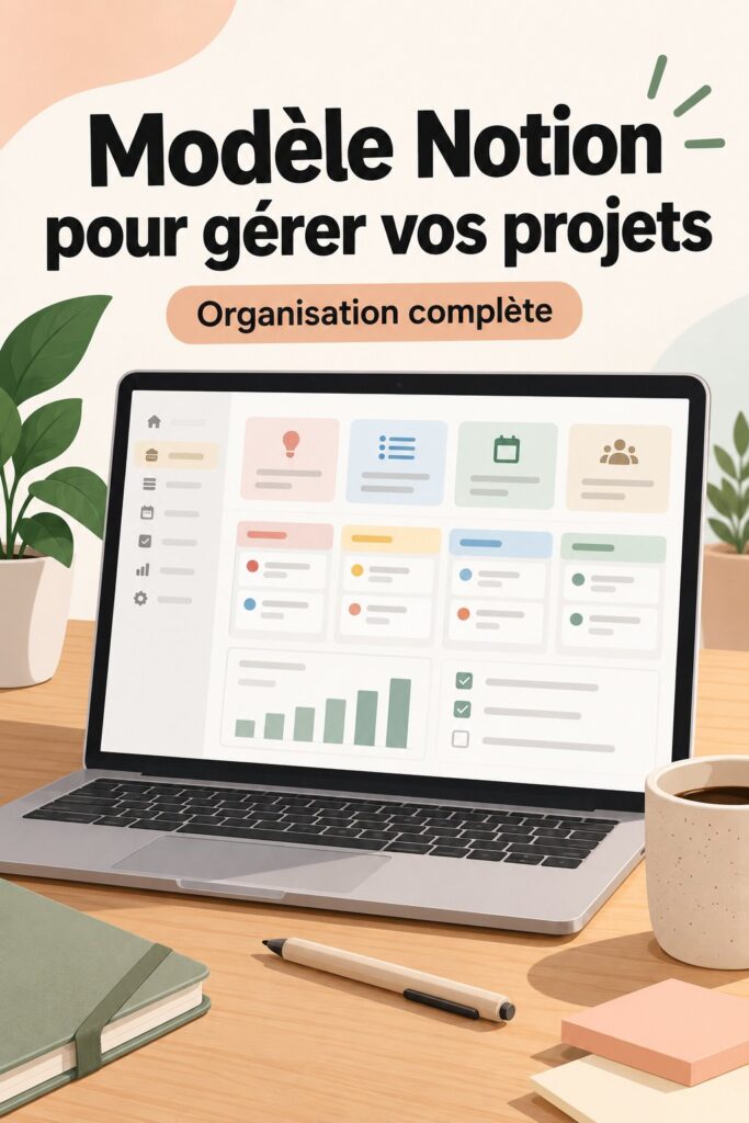 Capture d'écran d'un modèle Notion de gestion de projets bien organisé.