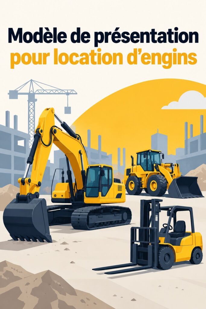 Modèle de présentation professionnelle pour la location d'équipement lourd.