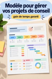 Modèle de consulting sur un bureau avec ordinateur et notes