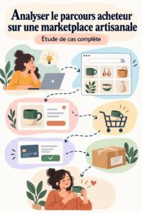 Une femme regardant des produits artisanaux sur Etsy, représentant le parcours acheteur sur une marketplace.