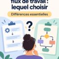 Une femme d'affaires examinant des documents de procédures opérationnelles et de flux de travail.