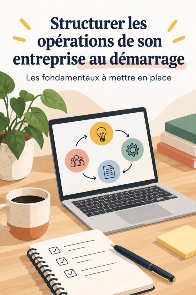 Une femme entrepreneuse qui planifie les opérations de son entreprise avec un carnet et un ordinateur portable.